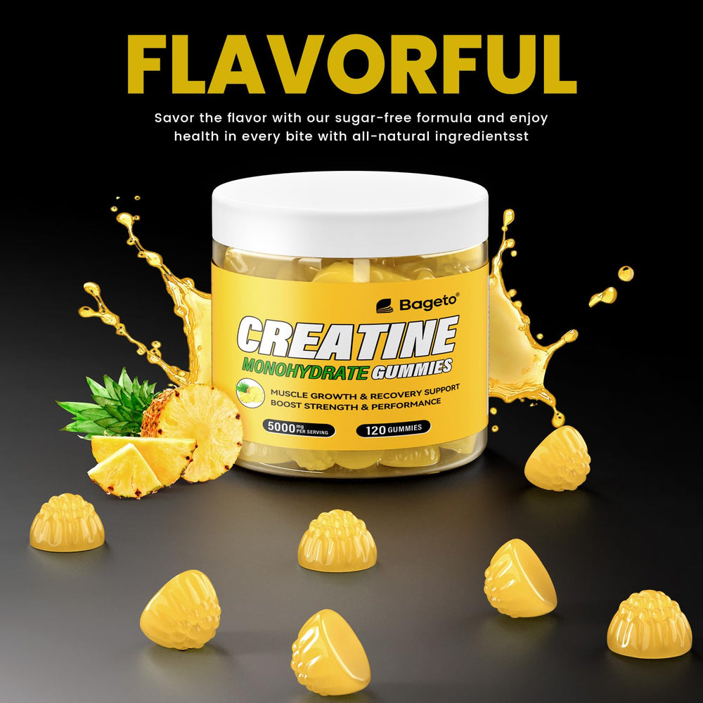 Close-up of pineapple-flavored vegan creatine gummies