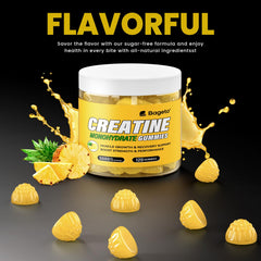 Close-up of pineapple-flavored vegan creatine gummies