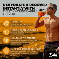 BALA drink mix with enzymes and turmeric close-up highlighting ingredients.