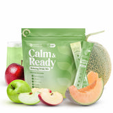 Front view of Balanced Botanicals Calm Drink Mix Apple Melon flavor travel packets (20-pack)