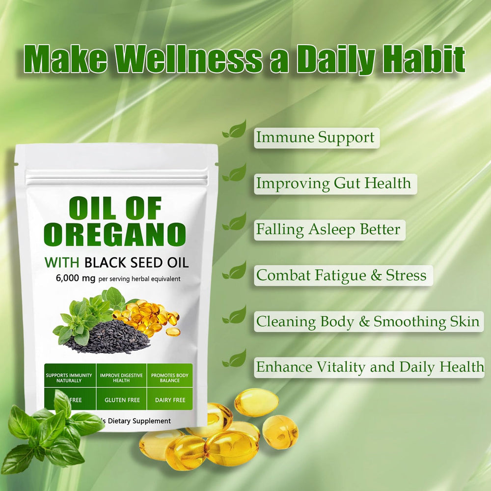 Oregano oil capsules with concentrated oregano and black seed oil