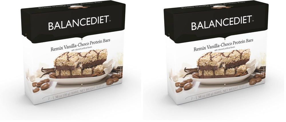 BalanceDiet Remix Vanilla Chocolate bar front view shows 15g protein for a quick, tasty snack.