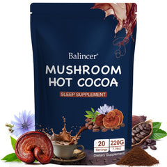 Balincer Mushroom Hot Cocoa packaging with product label