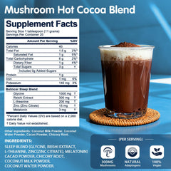 Scooped mushroom hot cocoa powder being stirred in a mug