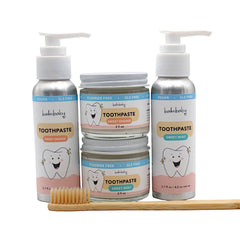 Recyclable aluminum pump bottle packaging for BALM! Baby toothpaste