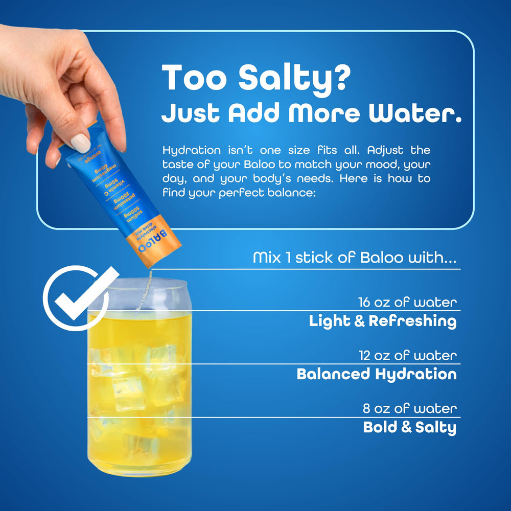 Baloo Electrolytes being mixed into water