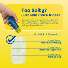 Baloo electrolytes ingredients panel highlighting sea salt and magnesium for mineral balance.