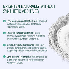 Natural whitening action of BAMBOEARTH toothpaste powder