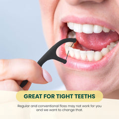 Bamboo dental floss picks with double floss design