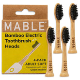 Four-pack bamboo electric toothbrush heads
