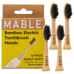 Four-pack bamboo electric toothbrush heads