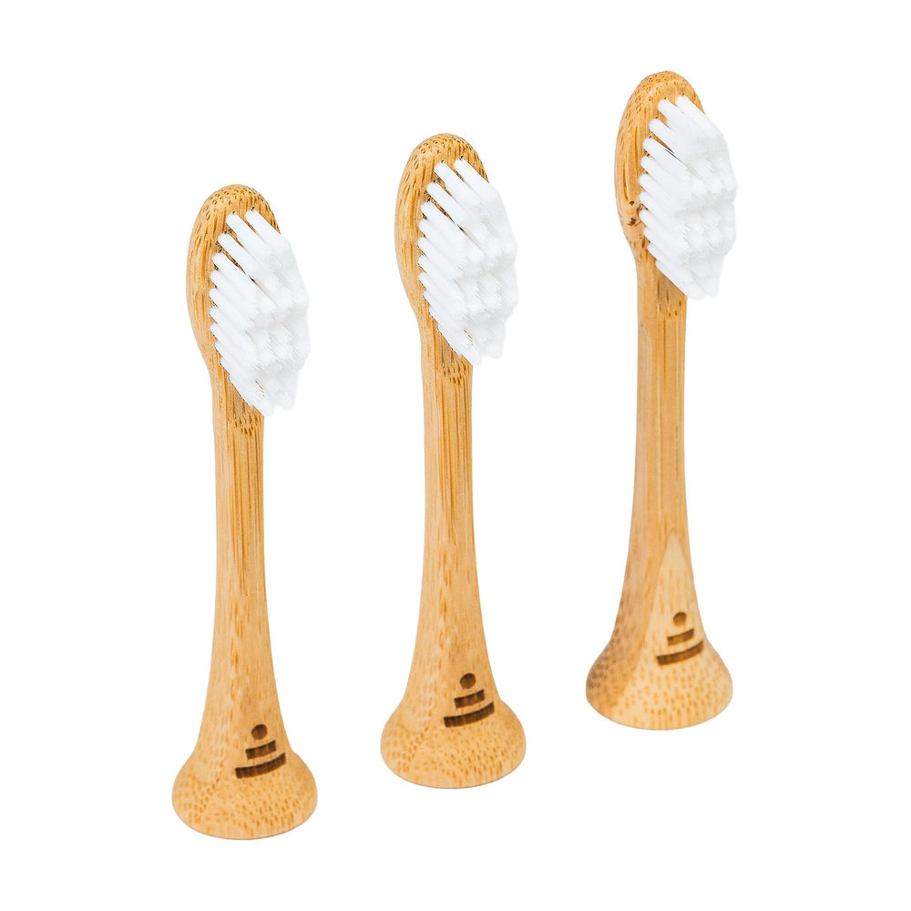 Bamboo sonic toothbrush replacement head with soft bristles