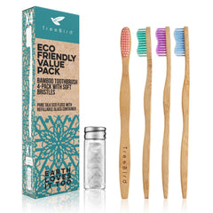 Bamboo Toothbrush 4-pack with BPA-free bristles