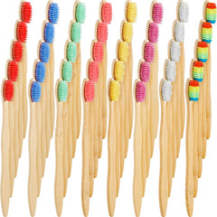 40 bamboo toothbrushes in multi-color set