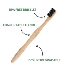 Bamboo toothbrush with ergonomic wood-color handle