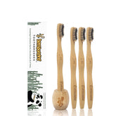 Front view of Bamboozled bamboo toothbrush set with holder (4-pack)