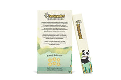 Close-up of bamboo handle on a Bamboozled Kids toothbrush