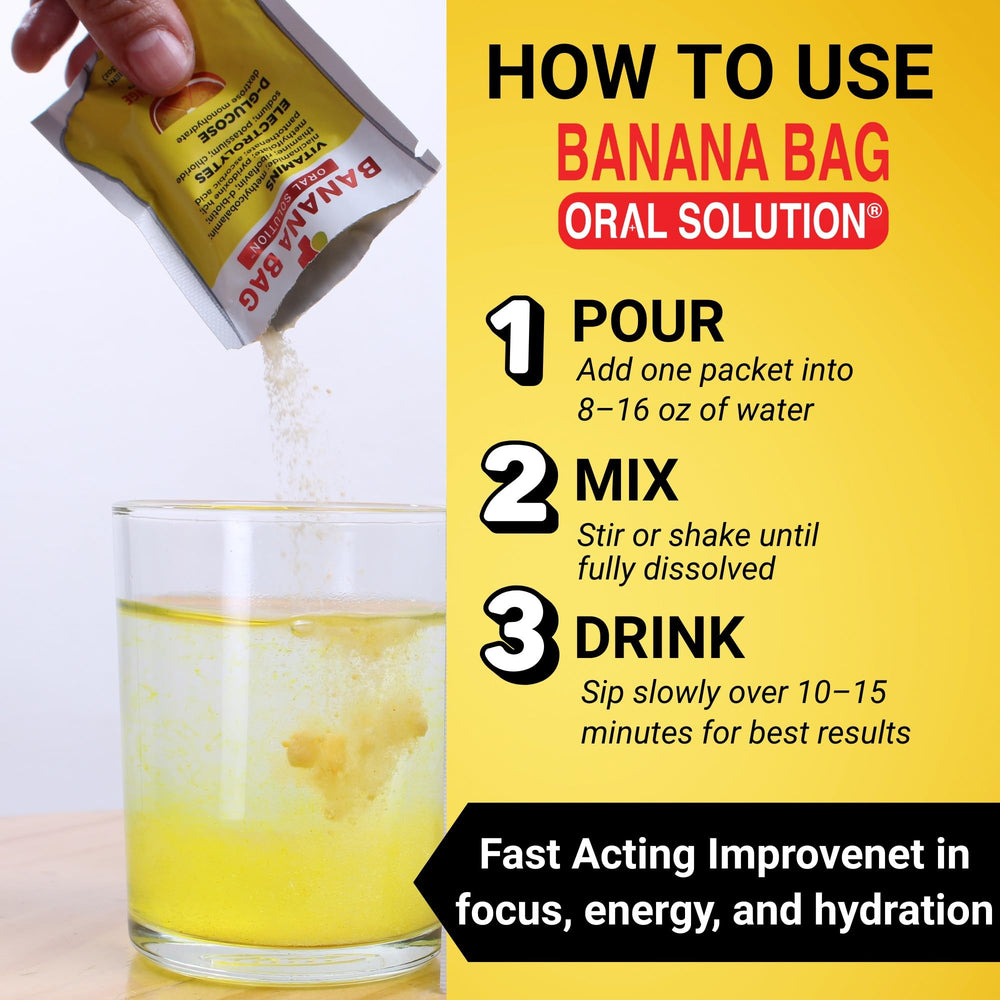 Banana Bag packets ready-to-go for busy on-the-go hydration