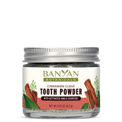 Front view of Banyan Botanicals Cinnamon Clove Tooth Powder jar
