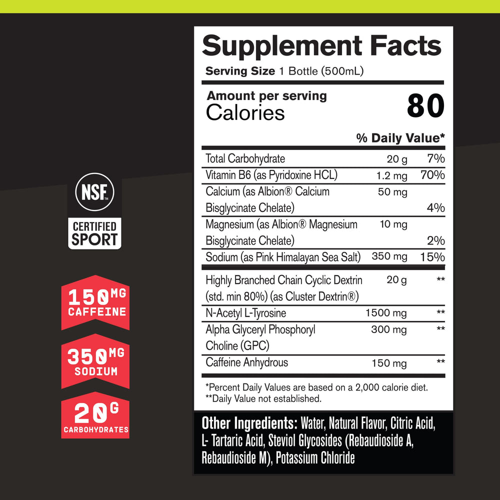 BARE Performance G1M Sport+ RTD bottle being poured for caffeine-packed hydration during workouts.