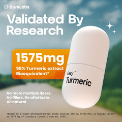 Close-up of a single 1575 mg turmeric capsule