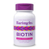 BariMelts Biotin 5000mcg strawberry flavor tablets in bottle