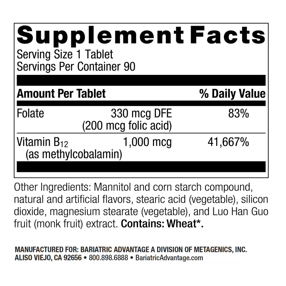 Close-up of fast-dissolving B-12 melt tablet
