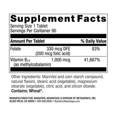 Box back showing nutrition information for B-12 Speedy Melts