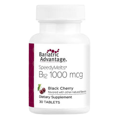 Bariatric Advantage B-12 Speedy Melts bottle and tablets - Black Cherry flavor