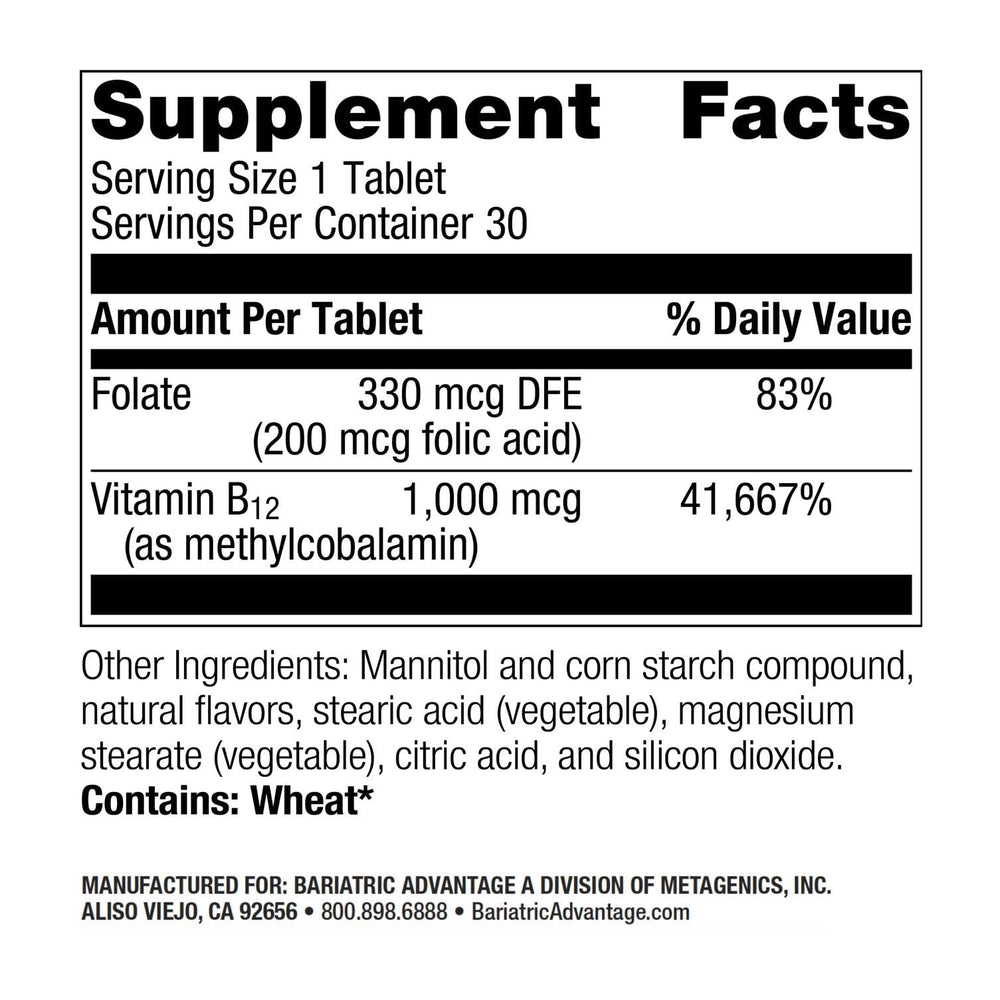 Close-up of B-12 Speedy Melts tablets dissolving