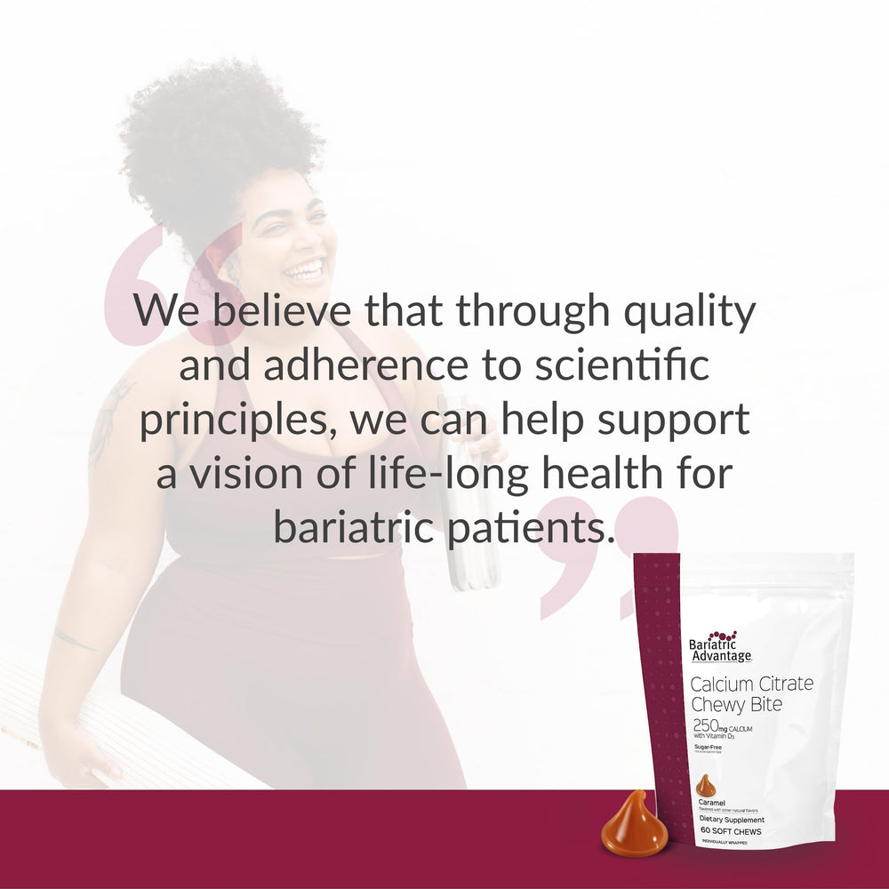 Lifestyle shot showing on-the-go use of Bariatric Advantage chewy bites