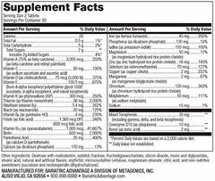 Close-up of two chewable multivitamin tablets in mixed fruit flavor