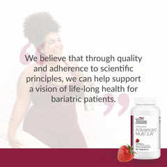 Product image set showing tablets and bottle for Bariatric Advantage Chewable Advanced Multi EA