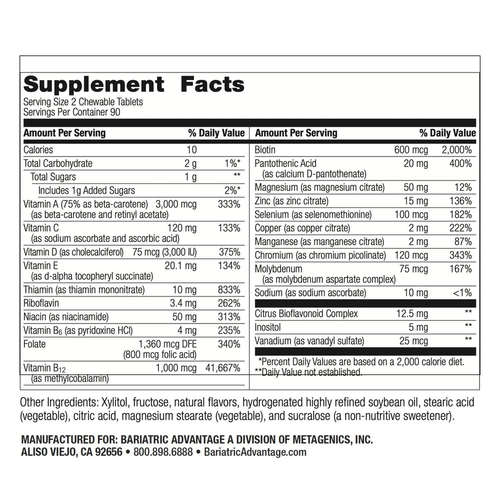 Packshot of Bariatric Advantage Essential Multivitamin Without Iron Berry 180 tablets
