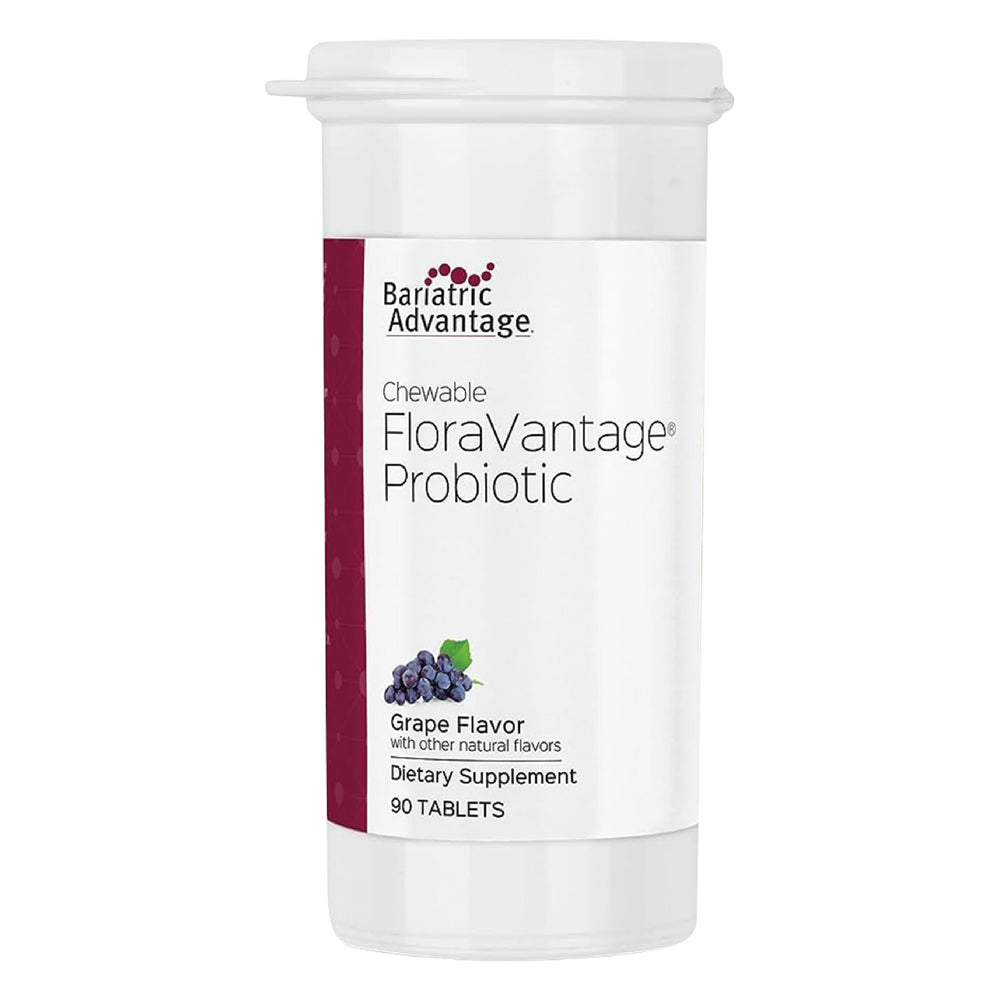 Bottle of Bariatric Advantage FloraVantage Probiotic with 90 chewable tablets