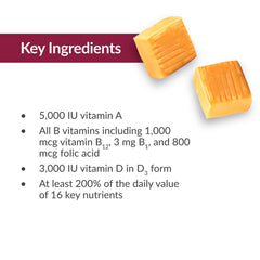Folic acid 800 mcg included in the chew