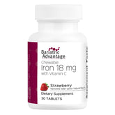 Front view of Bariatric Advantage Iron 18 mg with Vitamin C Chewable Strawberry bottle