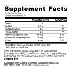 Close-up of Chocolate Raspberry flavored iron chewable