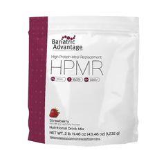 Bariatric Advantage meal replacement strawberry jar showing convenient, protein-packed nutrition for post-op recovery.