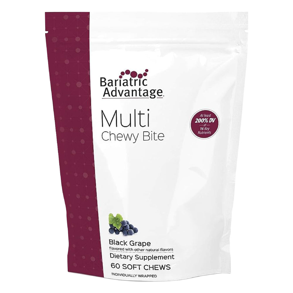 Bariatric Advantage Multi Chewy Bite Black Grape bottle on countertop