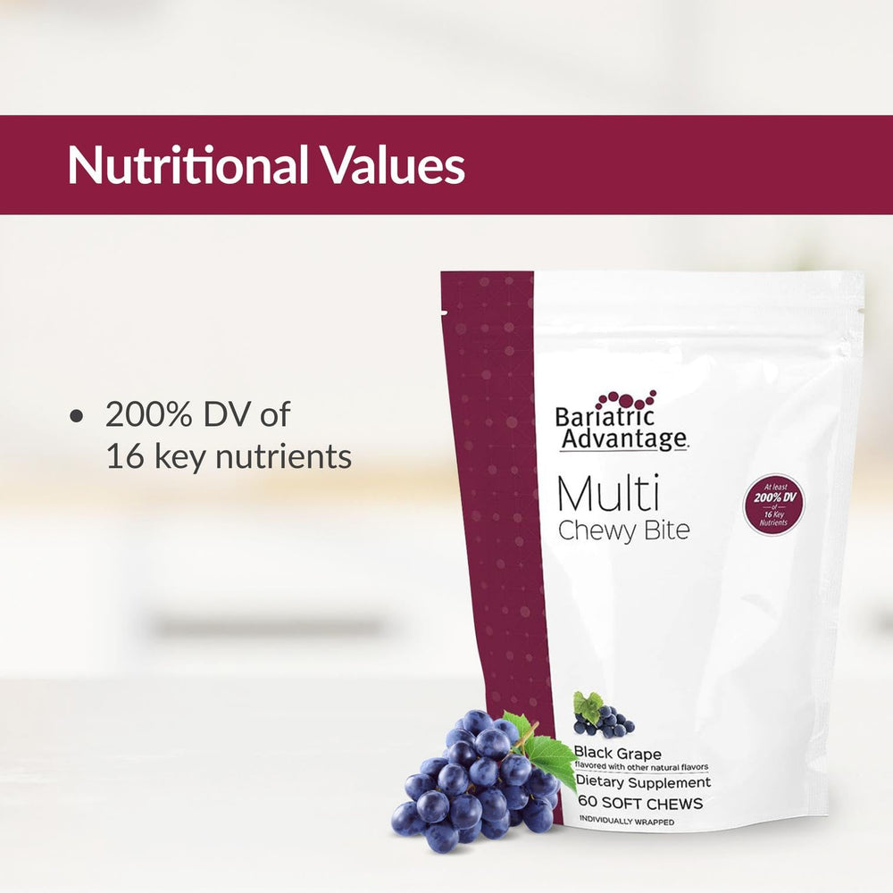 Nutrition facts and 200% DV information on packaging