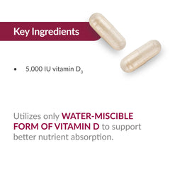 Swallowable Bariatric Advantage Vitamin D3 capsule being taken with water.