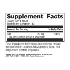 Close-up of non-chewable zinc chelate tablets
