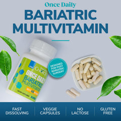 Bariatric Choice Once-Daily label displays nutrients and iron content.