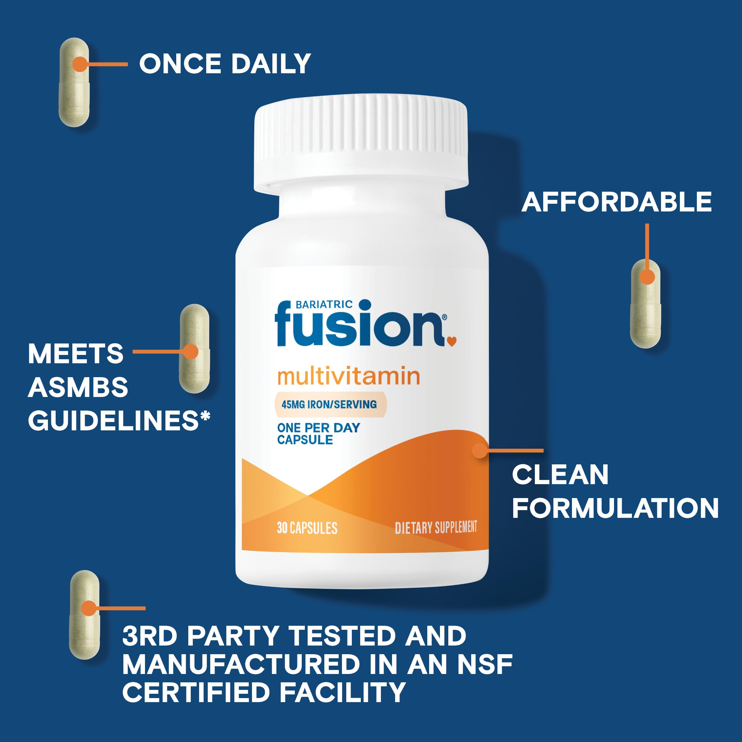 Bariatric Fusion multivitamin providing 21 essential nutrients for bariatric patients Bariatric Fusion multivitamin providing 21 essential nutrients for bariatric patients