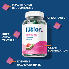 Ferrous fumarate iron supplement with vitamin C label