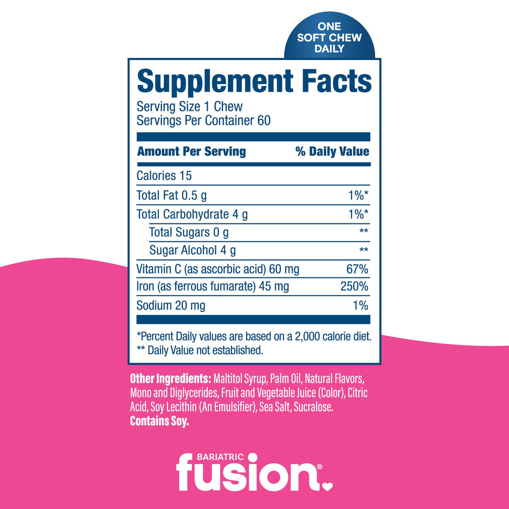 Sugar-free gluten-free chewable iron tablet for men and women