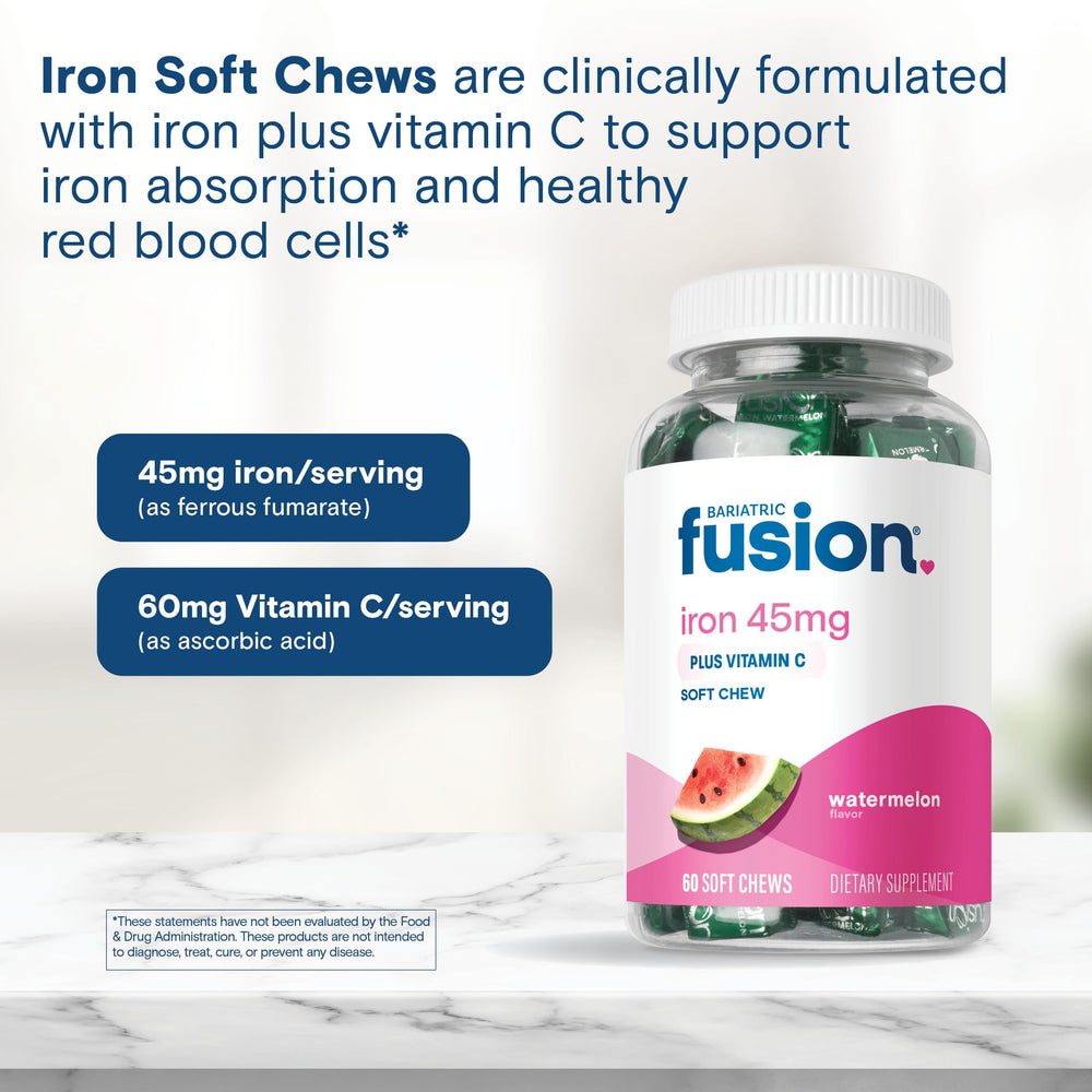 60-count bottle of Bariatric Fusion iron chews