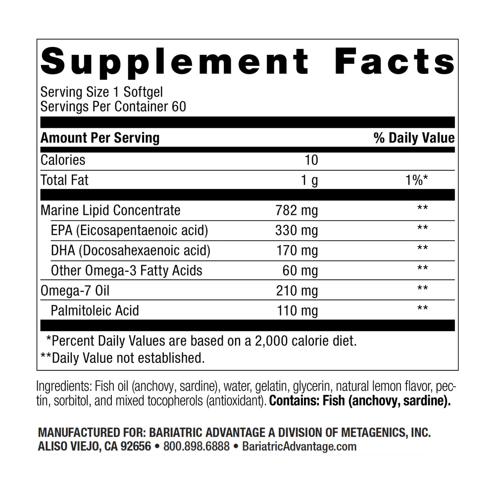 Close-up of OmegaVanta 10 enteric softgel capsules