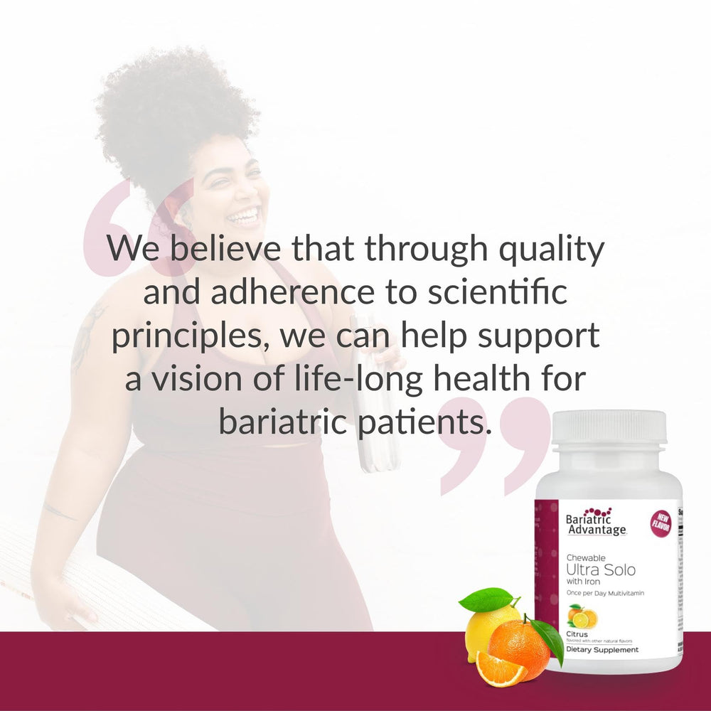 Lifestyle image with bottle and tablets for bariatric recovery